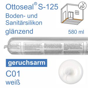 Ottoseal S-125 Boden- und Sanitär-Silikon geruchsarm 580ml C01 weiß