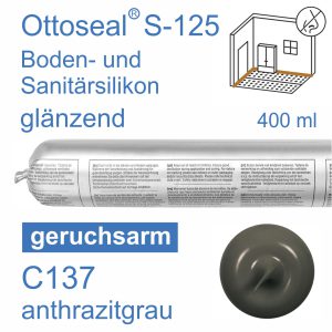 Ottoseal S-125 Boden- und Sanitär-Silikon geruchsarm 400ml C137 anthrazitgrau