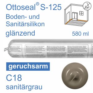 Ottoseal S-125 Boden- und Sanitär-Silikon geruchsarm 580ml C18 sanitärgrau