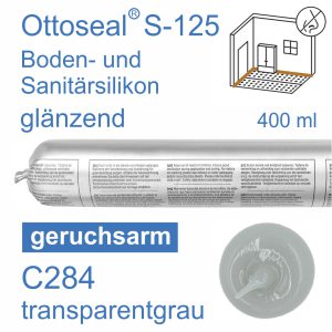 Ottoseal S-125 Boden- und Sanitär-Silikon geruchsarm 400ml C284 transparentgrau