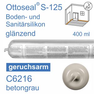 Ottoseal S-125 Boden- und Sanitär-Silikon geruchsarm 400ml C6216 betongrau