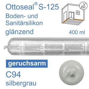 Ottoseal S-125 Boden- und Sanitär-Silikon geruchsarm 400ml C94 silbergrau